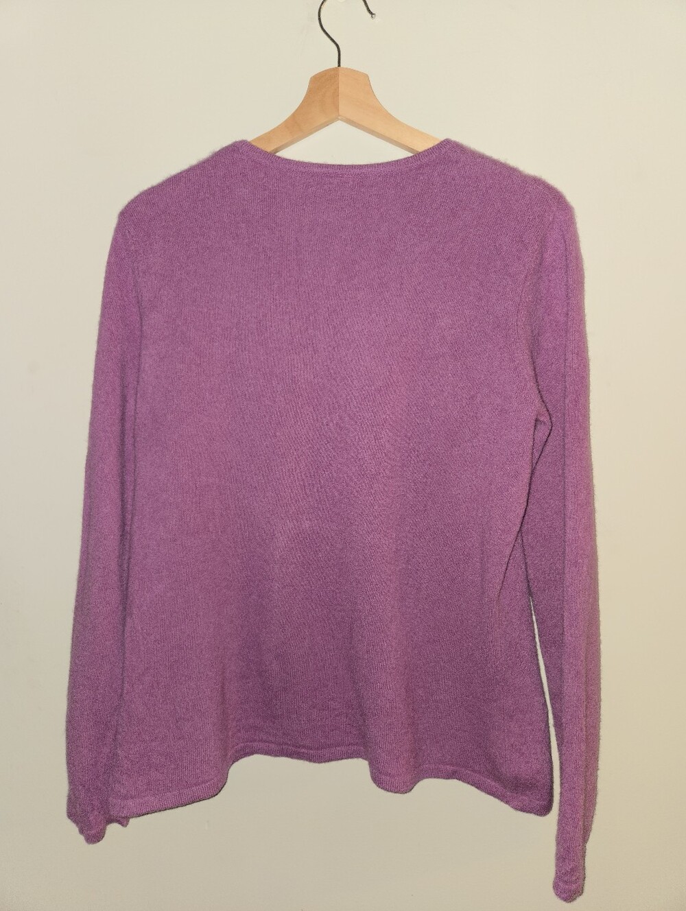100% Cashmere Orchid Purple Crewneck Sweater L 14-16 Quiet Luxury Lands End Prep - Picture 4 of 10